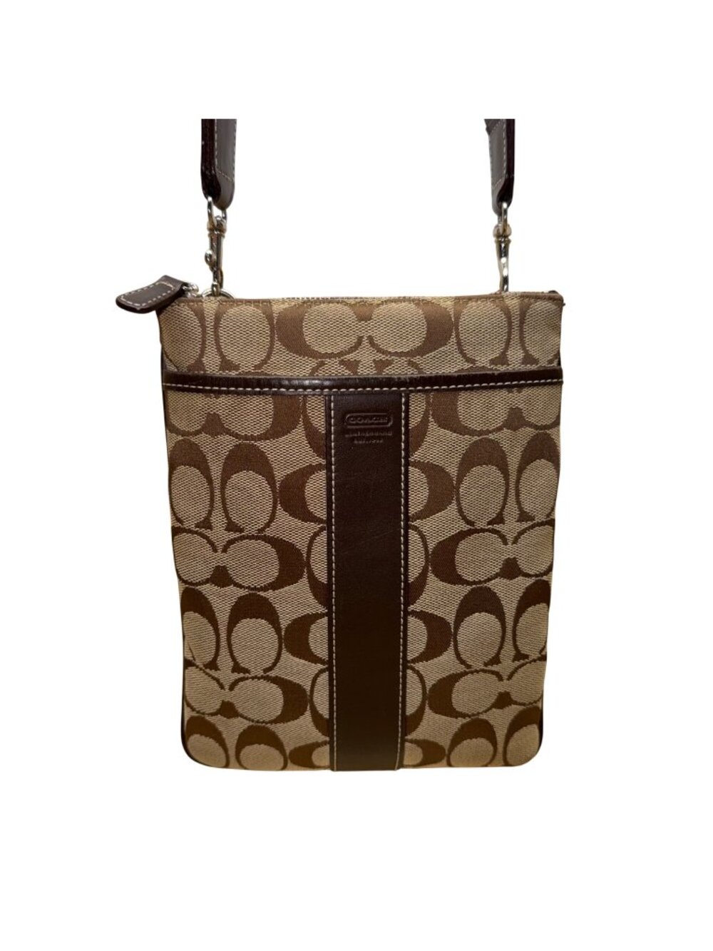 Coach Women’s Brown Canvas Monogram Adjustable Strap Crossbody Bag Size S